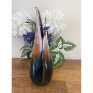 Vintage CCC Canada Drip Glaze Vase‎ Brown Blue Green Mid Century Modern Pottery